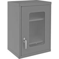Wall-Mountable Storage Cabinet with Clearview Doors, 26-15/16" H x 18-1/8" W x 13-11/16" D, 2 Shelves, Steel, Grey Southpoint Industrial Supply