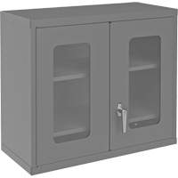 Wall-Mountable Storage Cabinet with Clearview Doors, 26-15/16" H x 29-7/8" W x 13-11/16" D, 2 Shelves, Steel, Grey Southpoint Industrial Supply