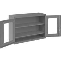 Wall-Mountable Storage Cabinet with Clearview Doors, 26-15/16" H x 35-7/8" W x 13-11/16" D, 2 Shelves, Steel, Grey Southpoint Industrial Supply