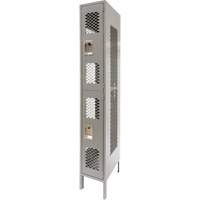 Vented Lockers, 2 -tier, 12" x 18" x 78", Steel, Grey, Knocked Down, Perforated Southpoint Industrial Supply