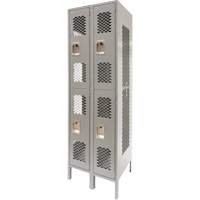 Vented Lockers, 2 -tier, Bank of 2, 24" x 18" x 78", Steel, Grey, Knocked Down, Perforated Southpoint Industrial Supply