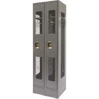 Vented Lockers, Bank of 2, 24" x 18" x 78", Steel, Grey, Knocked Down, Perforated Southpoint Industrial Supply