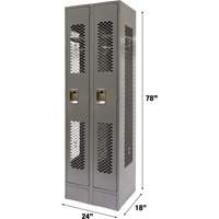 Vented Lockers, Bank of 2, 24" x 18" x 78", Steel, Grey, Knocked Down, Perforated Southpoint Industrial Supply