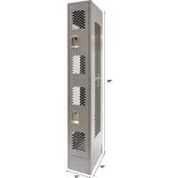 Vented Lockers, 2 -tier, 12" x 18" x 78", Steel, Grey, Knocked Down, Perforated Southpoint Industrial Supply