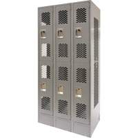Vented Lockers, 2 -tier, Bank of 3, 36 x 18" x 78", Steel, Grey, Knocked Down, Perforated Southpoint Industrial Supply