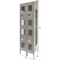 Vented Lockers, 2 -tier, Bank of 2, 24" x 18" x 88", Steel, Grey, Knocked Down, Perforated Southpoint Industrial Supply