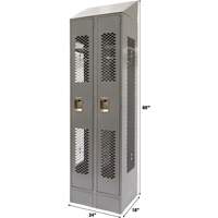 Vented Lockers, Bank of 2, 24" x 18" x 88", Steel, Grey, Knocked Down, Perforated Southpoint Industrial Supply
