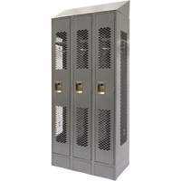 Vented Lockers, Bank of 3, 36 x 18" x 88", Steel, Grey, Knocked Down, Perforated Southpoint Industrial Supply