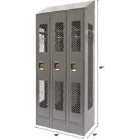 Vented Lockers, Bank of 3, 36 x 18" x 88", Steel, Grey, Knocked Down, Perforated Southpoint Industrial Supply