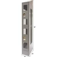 Vented Lockers, 2 -tier, 12" x 18" x 88", Steel, Grey, Knocked Down, Perforated Southpoint Industrial Supply