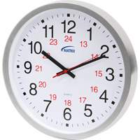 12/24 H Clock, Analog, Battery Operated, 12", Silver HT072 | Southpoint Industrial Supply
