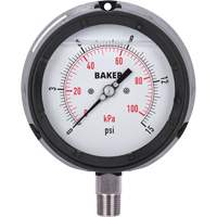 Pressure Gauge, 4-1/2" , 0 - 15 psi/0 - 100 kPa, Bottom Mount, Liquid Filled Analogue Southpoint Industrial Supply