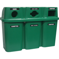 Contenants de recyclage Bullseye, Bord de rue, Plastique, 3 x 22 gal. US Southpoint Industrial Supply