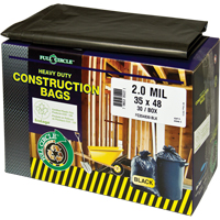 Contractor Liners, Strong, 30" W x 48" L, 2 mils, Black, 121.13 L (32 Gal.) Capacity Southpoint Industrial Supply