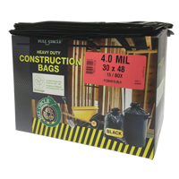 Contractor Liners, Strong, 30" W x 48" L, 4 mils, Black, 124.91 L (33 Gal.) Capacity Southpoint Industrial Supply