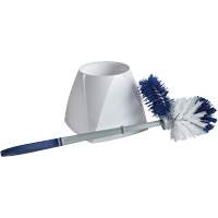 Toilet Brush with Lip & Holder, 15" L, Synthetic Bristles, White Southpoint Industrial Supply