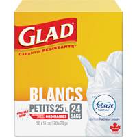 Small 25L Febreze Garbage Bags, Regular, 20" W x 20" L, White Southpoint Industrial Supply