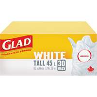 Sacs &agrave; ordures hauts 45 L sans parfum, R&eacute;gulier, 24" la x 28" lo, Blanc Southpoint Industrial Supply