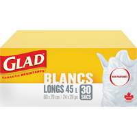 Sacs &agrave; ordures hauts 45 L sans parfum, R&eacute;gulier, 24" la x 28" lo, Blanc Southpoint Industrial Supply