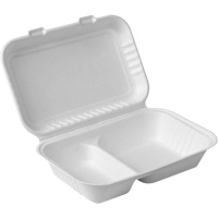Compostable Hinged Food Containers with Compartments, Bagasse, Recantgular JP907 | Southpoint Industrial Supply