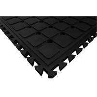 Tuile de centre modulaire drainant Hog Heaven Drainable, Ondul&eacute;, 1-1/2' x 1-1/2' x 3/4", Noir, Nitrile Southpoint Industrial Supply