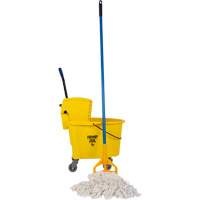 Ensemble abordable de vadrouille et seau avec t&ecirc;te de vadrouille de 16 oz, Pression lat&eacute;rale, 8,75 gal. US (35 pintes), Jaune Southpoint Industrial Supply