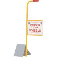 Wheel Chock with Handle & Sign, 7" W x 11-7/8" D x 7-11/16" H KI285 | Southpoint Industrial Supply