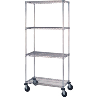 Wire Shelf Cart, Chrome Plated, 24" x 81" x 48", 800 lbs. Capacity Southpoint Industrial Supply