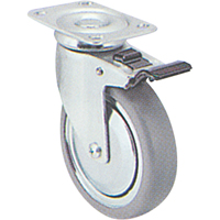 Roulette zingu&eacute;e, Pivotant avec frein, 6" (152,4 mm), Caoutchouc, 250 lb (113 kg) Southpoint Industrial Supply