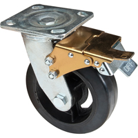 Mold-on Caster, Swivel with Brake, 6" (152.4 mm), Rubber, 550 lbs. (249 kg.) Southpoint Industrial Supply