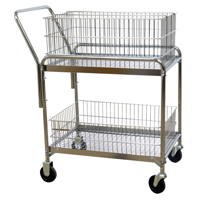 Wire Mesh Office Mail Cart, 200 lbs. Capacity, Chrome, 20" D x 33" L x 37-1/2" H, Chrome Plated MO208 | Southpoint Industrial Supply