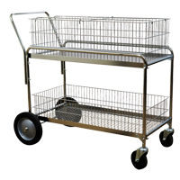 Wire Mesh Office Mail Cart, 250 lbs. Capacity, Chrome, 23-3/4" D x 43" L x 38-1/2" H, Chrome Plated Southpoint Industrial Supply