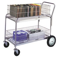 Wire Mesh Office Mail Cart, 250 lbs. Capacity, Chrome, 23-3/4" D x 43" L x 38-1/2" H, Chrome Plated Southpoint Industrial Supply