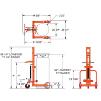 Hydraulic Large Liquid Gas Cylinder Cart HLCC, Polyurethane Wheels, 20" W x 20" D Base, 1000 lbs. MO347 | Southpoint Industrial Supply