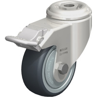Roulette en &eacute;lastom&egrave;re thermoplastique acier inoxydable, Pivotant avec frein, Diam&egrave;tre 3-1/8" (79,5 mm), Capacit&eacute; 220 lb (100 kg) Southpoint Industrial Supply