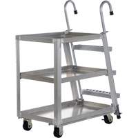 Chariot de pr&eacute;l&egrave;vement de stock, Aluminium, 21-7/8" la x 40" p, 3 tablettes, Capacit&eacute; 660 lb Southpoint Industrial Supply