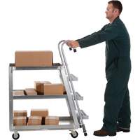 Chariot de pr&eacute;l&egrave;vement de stock, Aluminium, 21-7/8" la x 40" p, 3 tablettes, Capacit&eacute; 660 lb Southpoint Industrial Supply