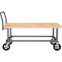 Adjustable Wood Deck Platform Truck, 48" L x 24" W, 1800 lbs. Capacity, Mold-on Rubber Casters Southpoint Industrial Supply