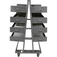 Double-Sided Heavy Duty A-Frame Cart with 8 Large Lipped Trays, 38" x 30" x 63", 2500 lbs. Capacity Southpoint Industrial Supply