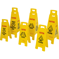 Wet Floor Safety Signs, Quadrilingual with Pictogram Southpoint Industrial Supply