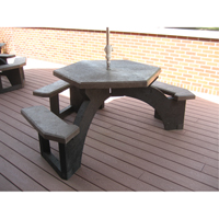 Recycled Plastic Hexagon Picnic Tables, 78" L x 78" W, Brown Southpoint Industrial Supply