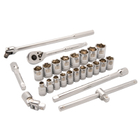Metric Socket Set, 25 Pcs, 1/2" Drive Size Southpoint Industrial Supply