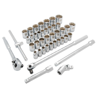 SAE/Metric Socket Set, 41 Pcs, 1/2" Drive Size Southpoint Industrial Supply