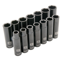 Metric Socket Set, 14 Pcs, Impact, 1/2" Drive Size, Deep Southpoint Industrial Supply