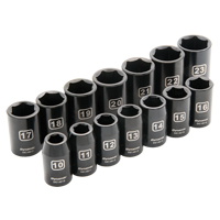Metric Socket Set, 14 Pcs, Impact, 1/2" Drive Size Southpoint Industrial Supply