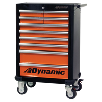 Roller Tool Cabinet, 10 Drawers, 28" W x 18" D x 43-1/4" H, Black/Orange Southpoint Industrial Supply