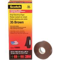 Ruban isolant en vinyle pour codification par couleur Scotch, 19 mm (3/4") la x 20 m (66') lo, 7 mils, Brun Southpoint Industrial Supply