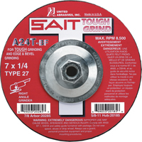 Meule A24T Tough Grind, 4-1/2" x 1/4", Arbre 7/8", Oxyde d'aluminium, Type 27 Southpoint Industrial Supply