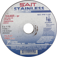 Cut-Off Wheel Contaminant-Free ZA46R, 15" x 1/16", 7/8" Arbor, Type 1, Aluminum Oxide, 12200 RPM Southpoint Industrial Supply
