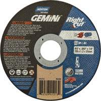 Meule &agrave; tronçonner pour coupe &agrave; angle droit RightCut Gemini, 4-1/2" x 0,045", Arbre de 7/8", Type 01/41, Oxyde d'aluminium, 13580 Tr/min Southpoint Industrial Supply